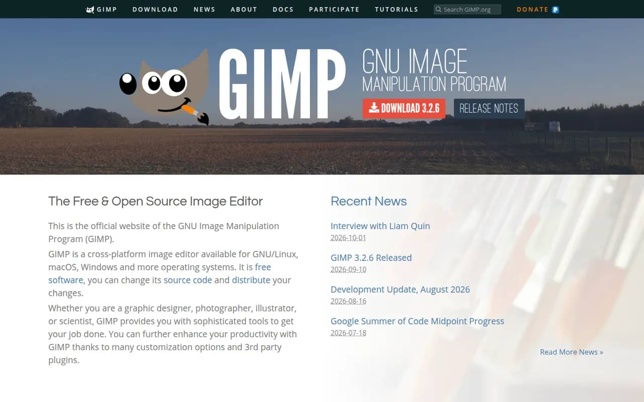 GIMP website screenshot