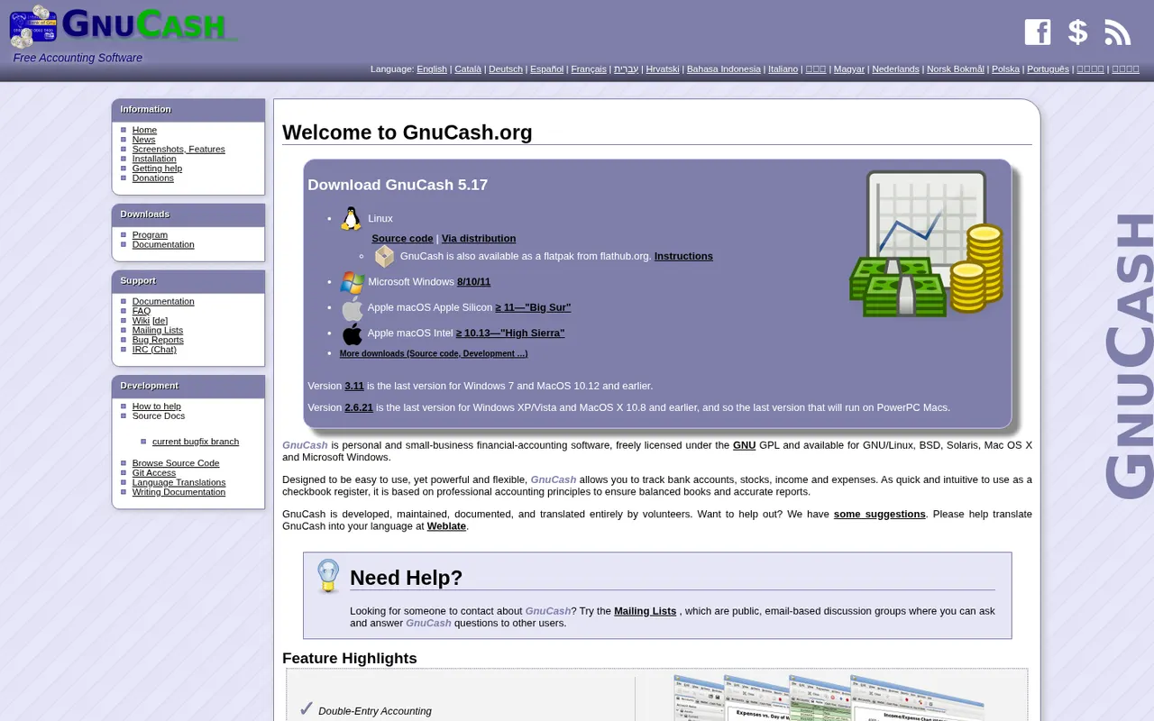 GnuCash website screenshot