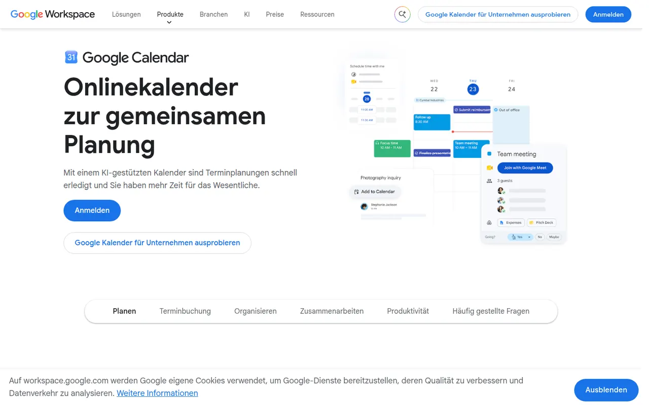 Google Calendar website screenshot