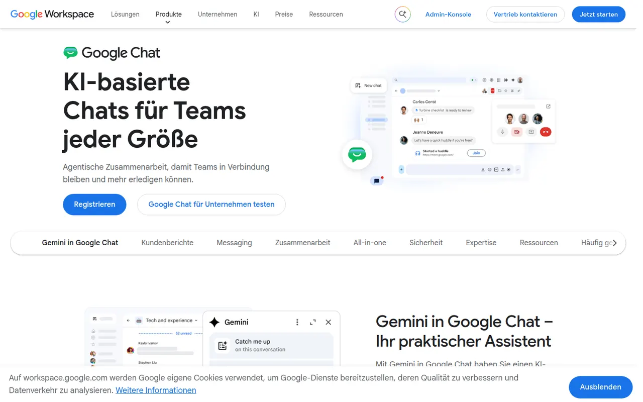 Google Chat website screenshot