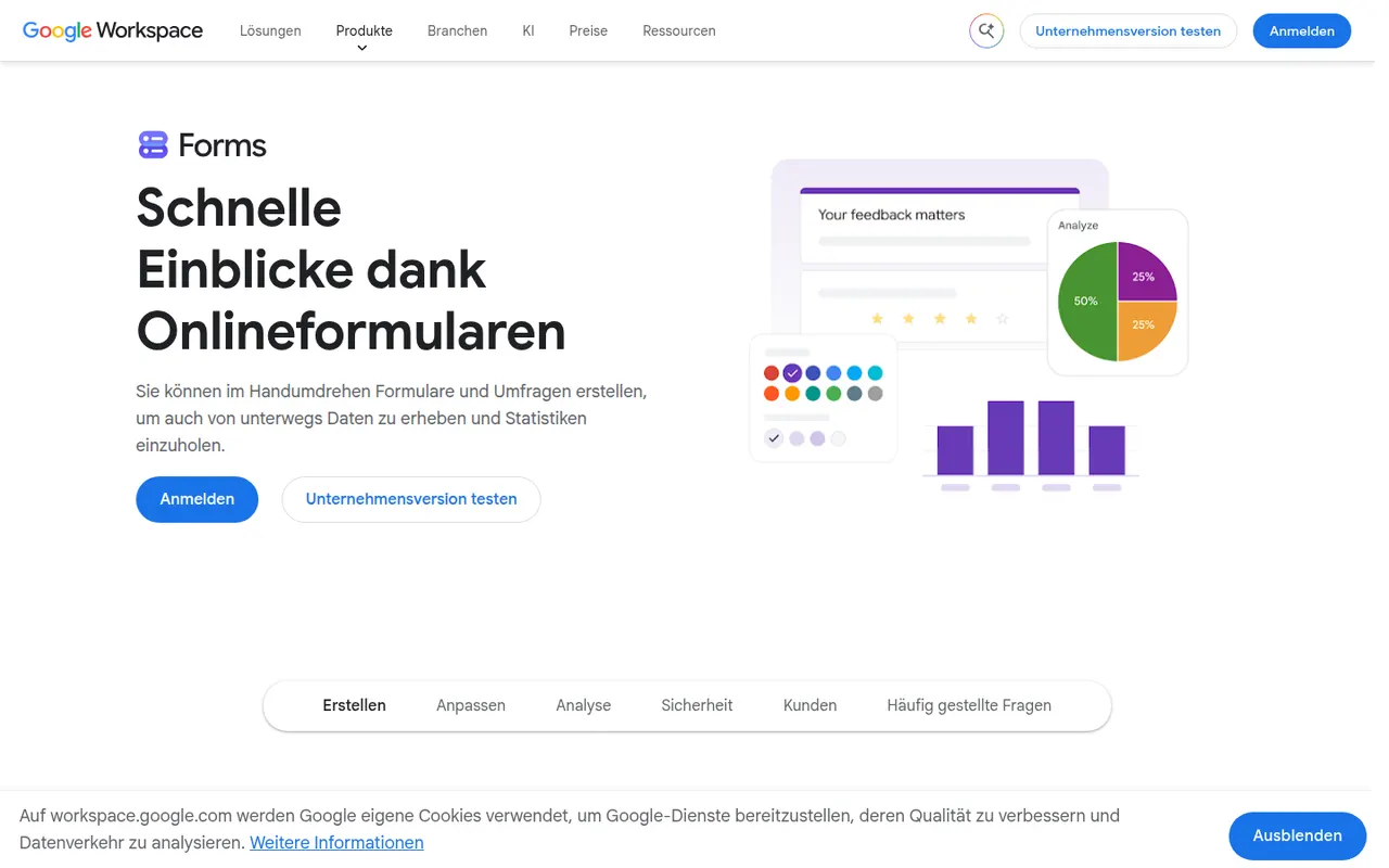Google Forms website screenshot