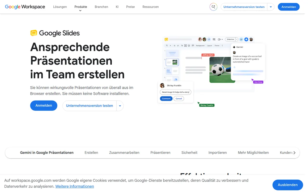 Google Slides website screenshot