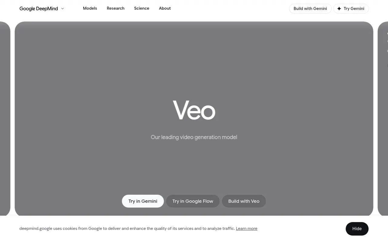 Google Veo website screenshot