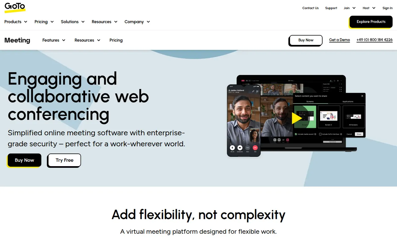 GoTo Meeting website screenshot