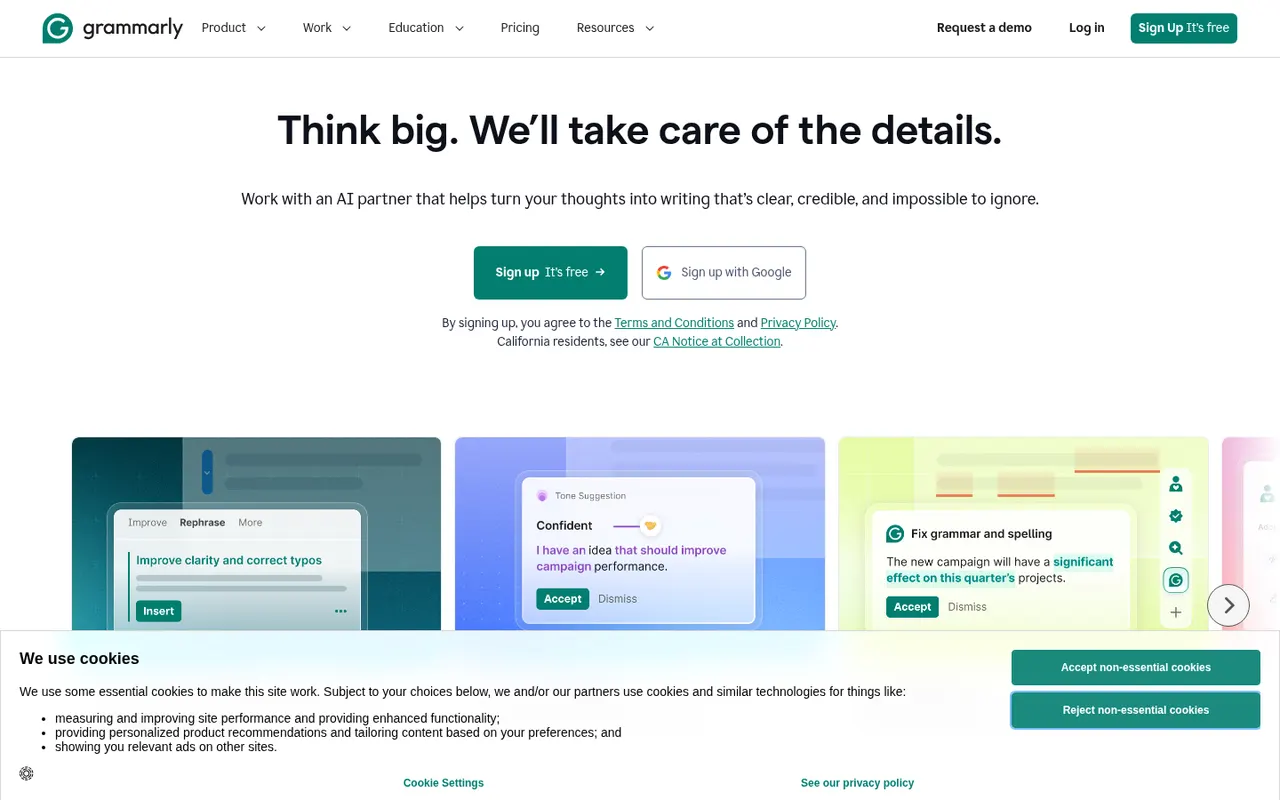 Grammarly website screenshot