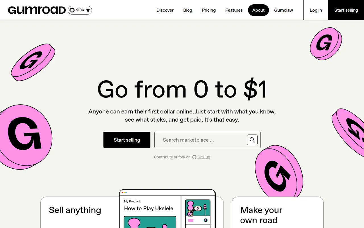 Gumroad website screenshot