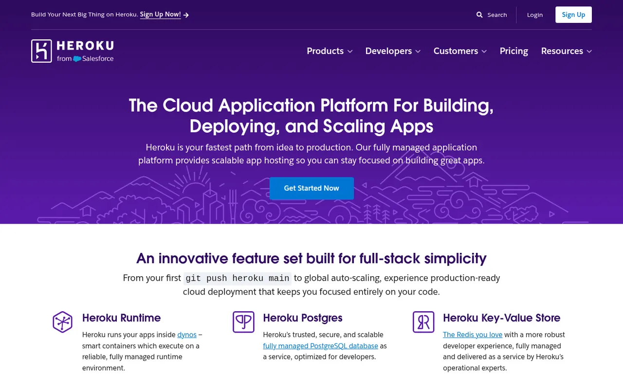 Heroku website screenshot