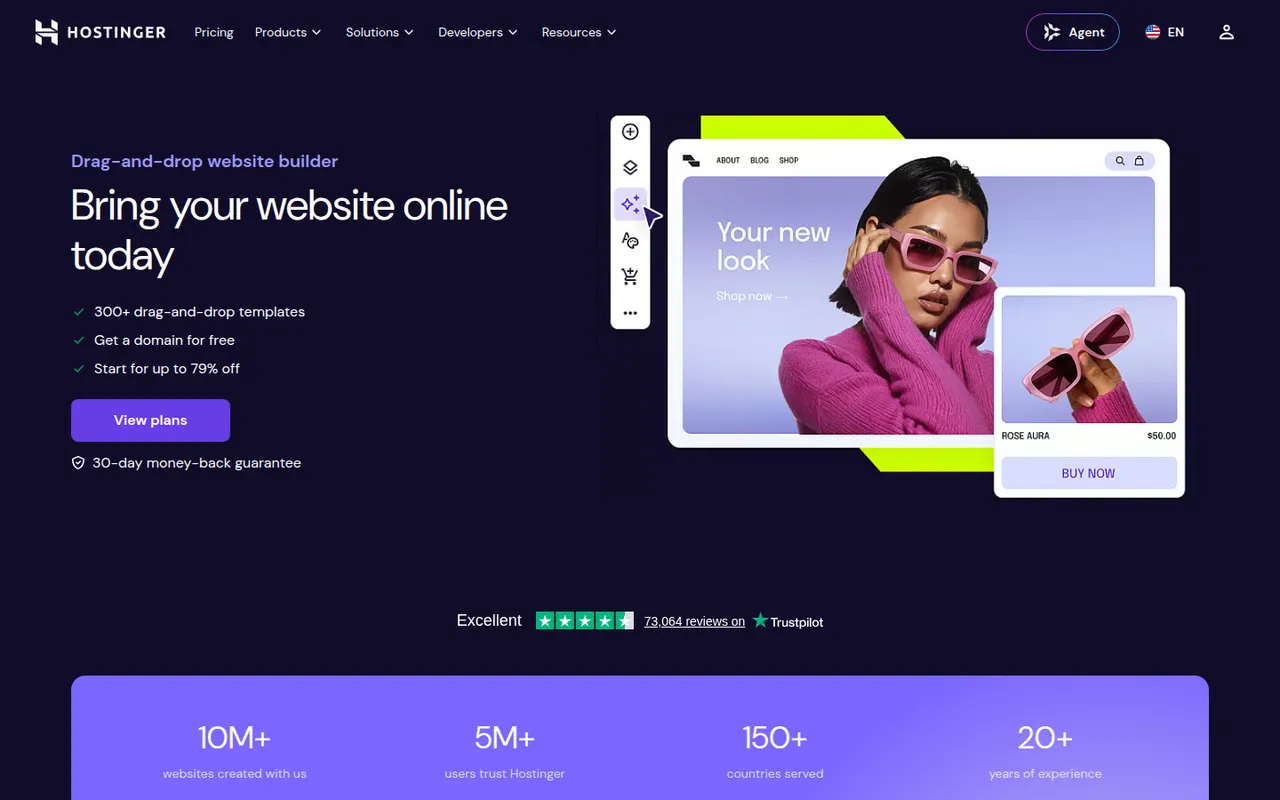Hostinger Website Builder website screenshot