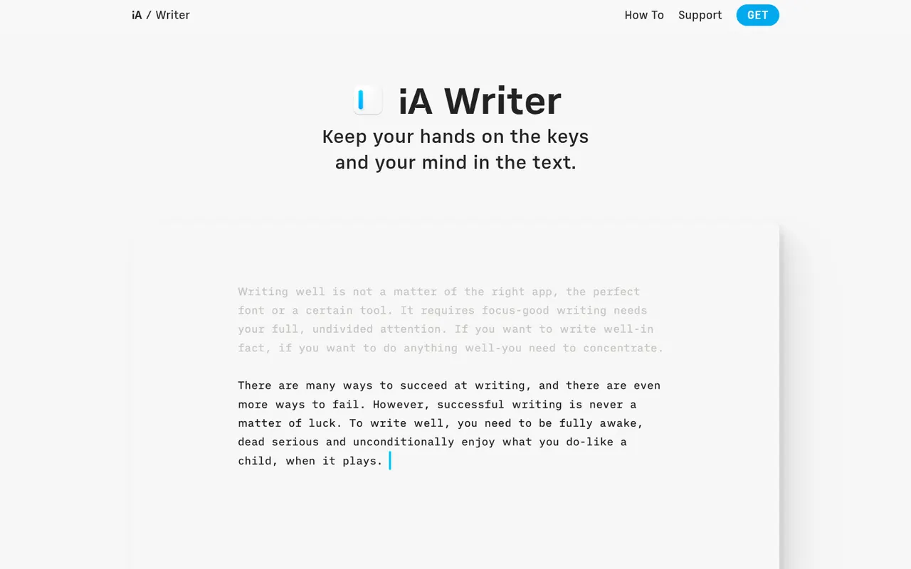 iA Writer website screenshot