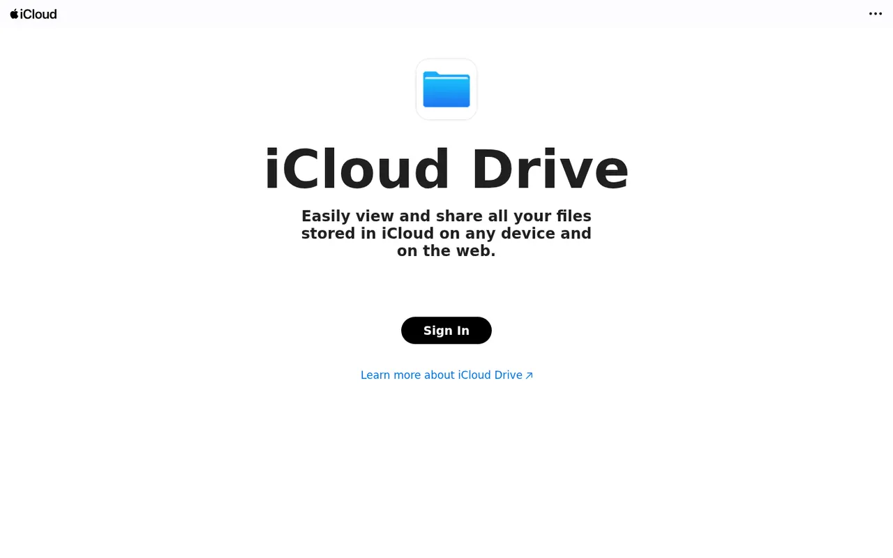 iCloud Drive website screenshot