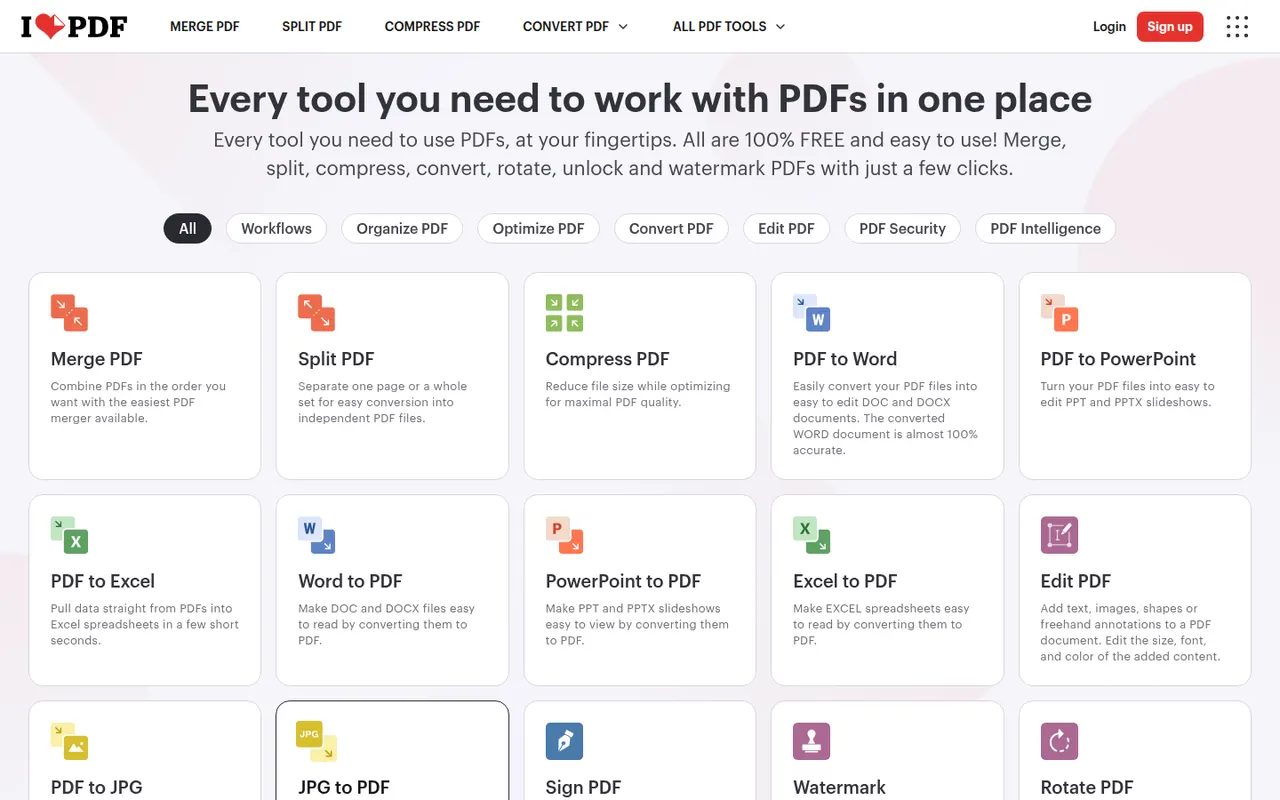 iLovePDF website screenshot