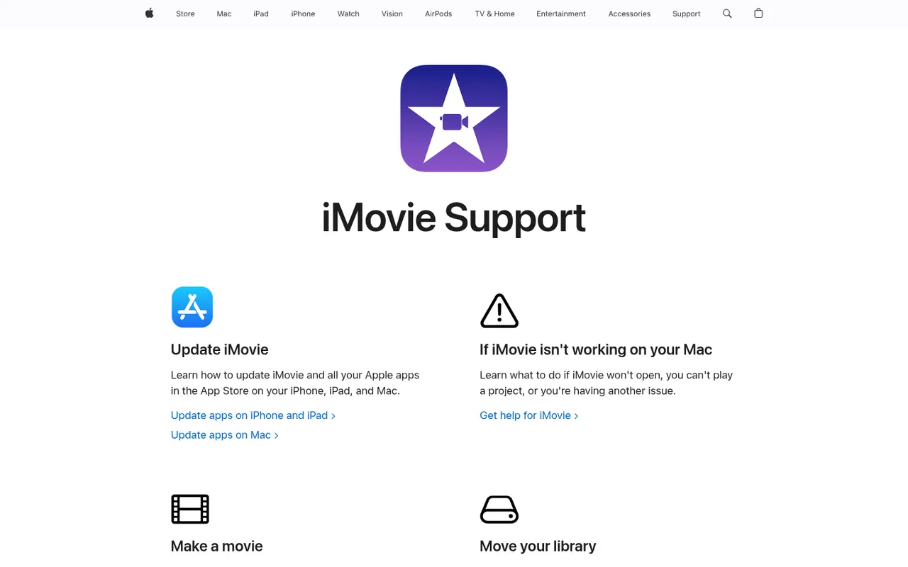iMovie website screenshot