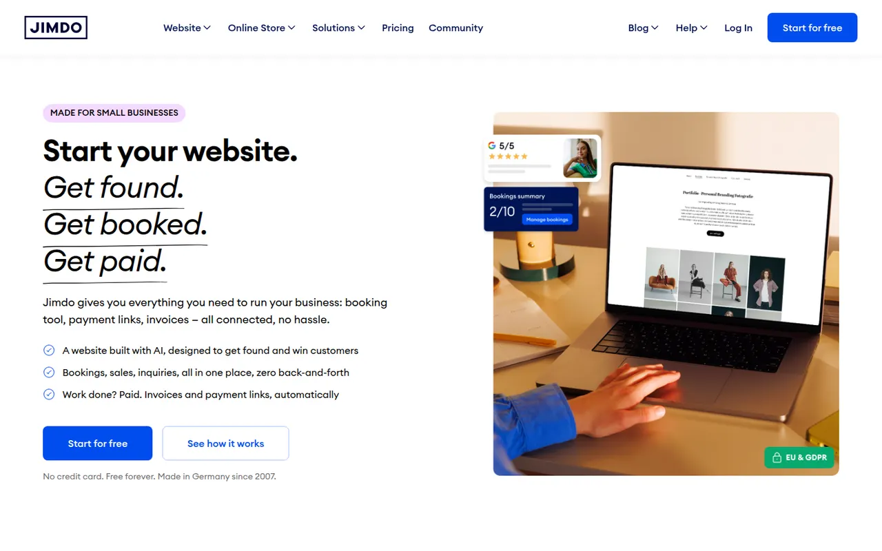 Jimdo website screenshot