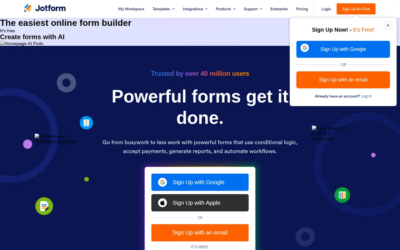 Jotform website screenshot