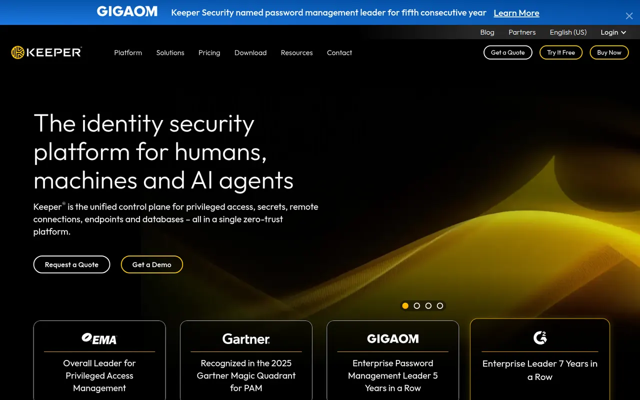 Keeper website screenshot