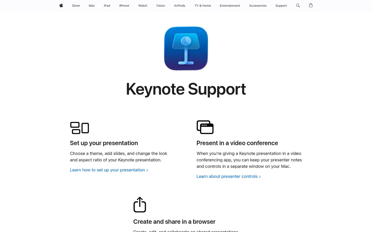 Keynote website screenshot