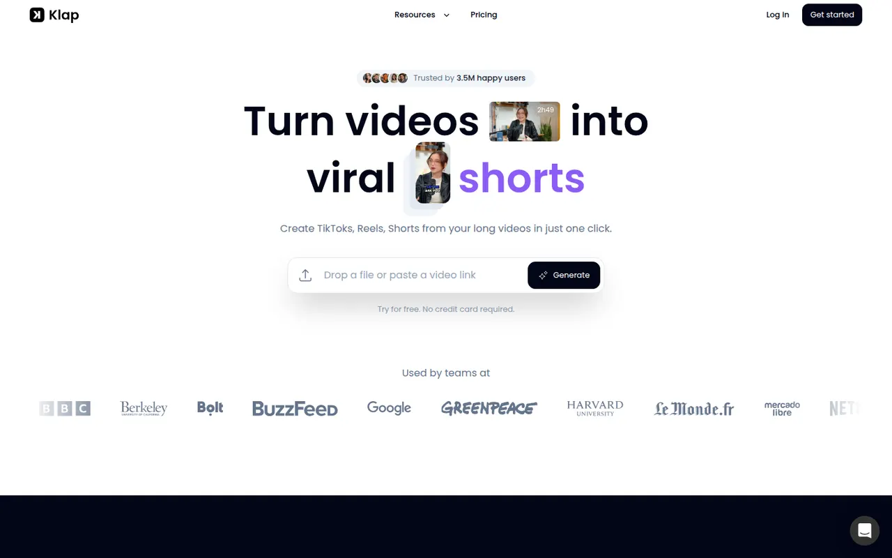 Klap website screenshot