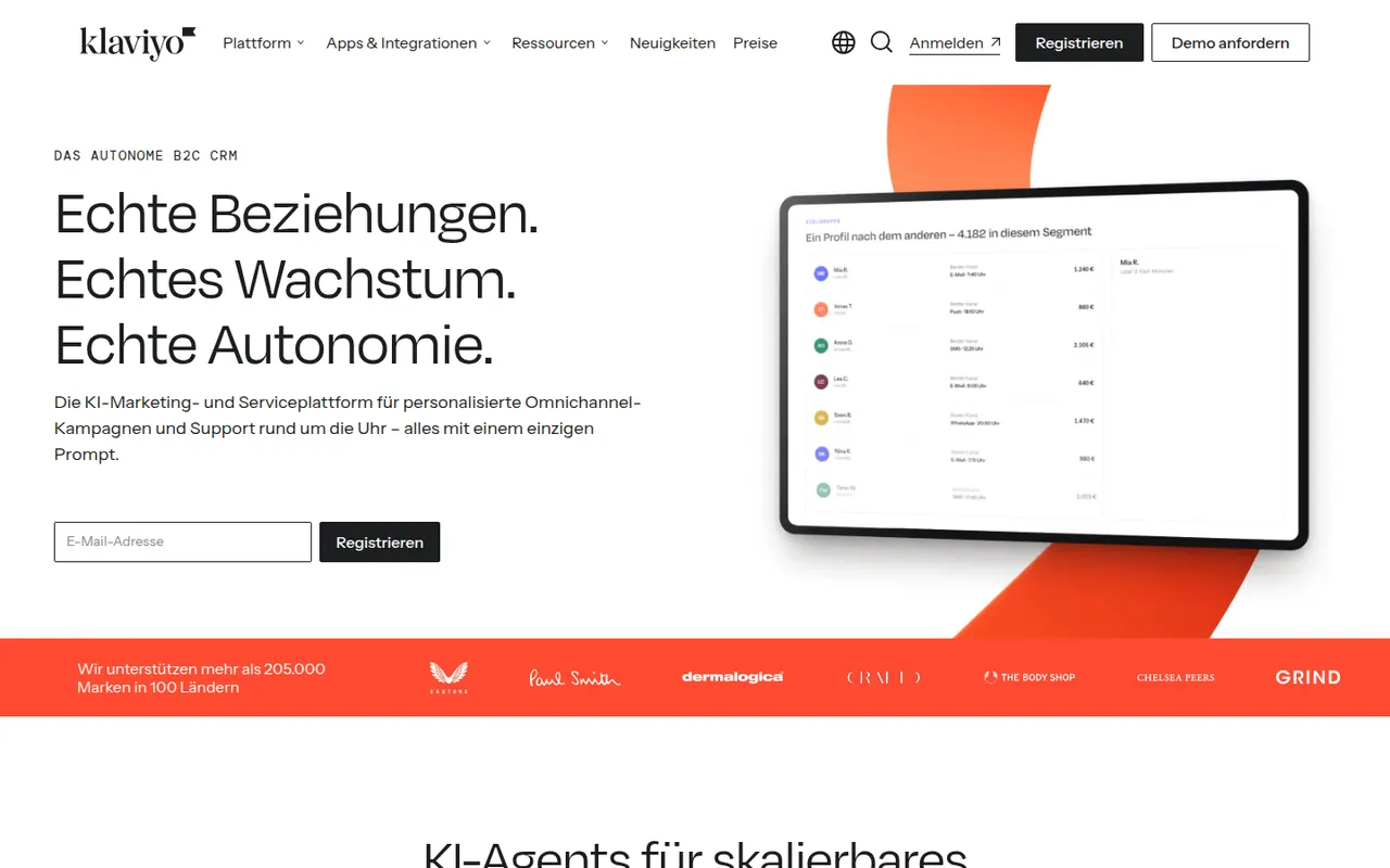 Klaviyo website screenshot