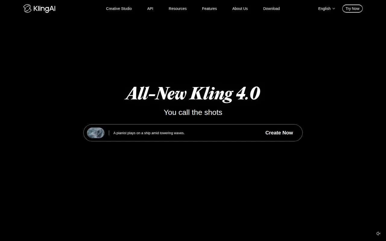Kling AI website screenshot