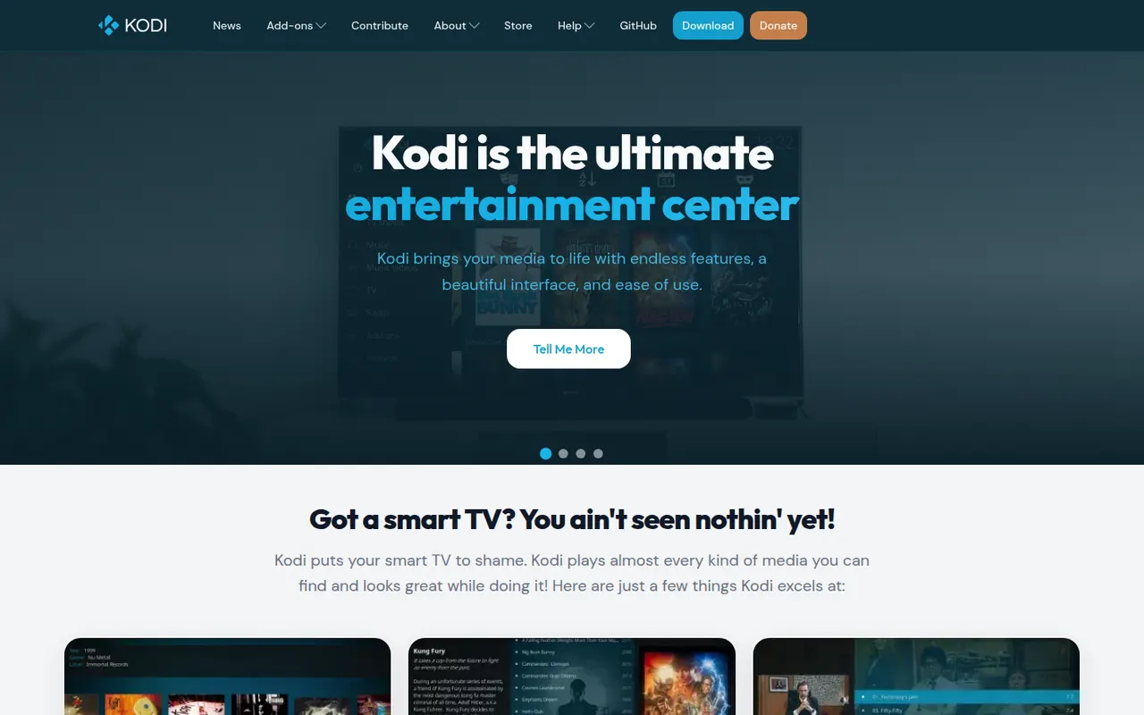 Kodi website screenshot