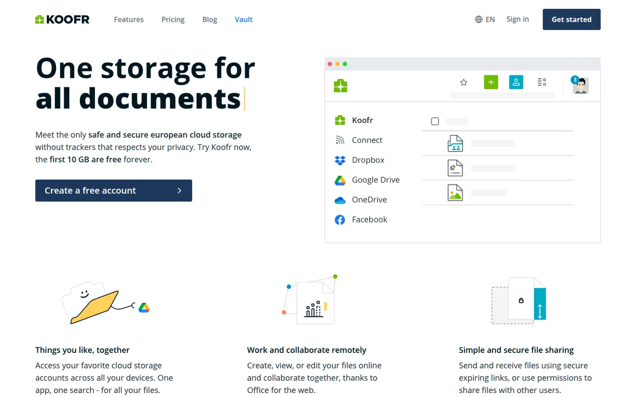 Koofr website screenshot