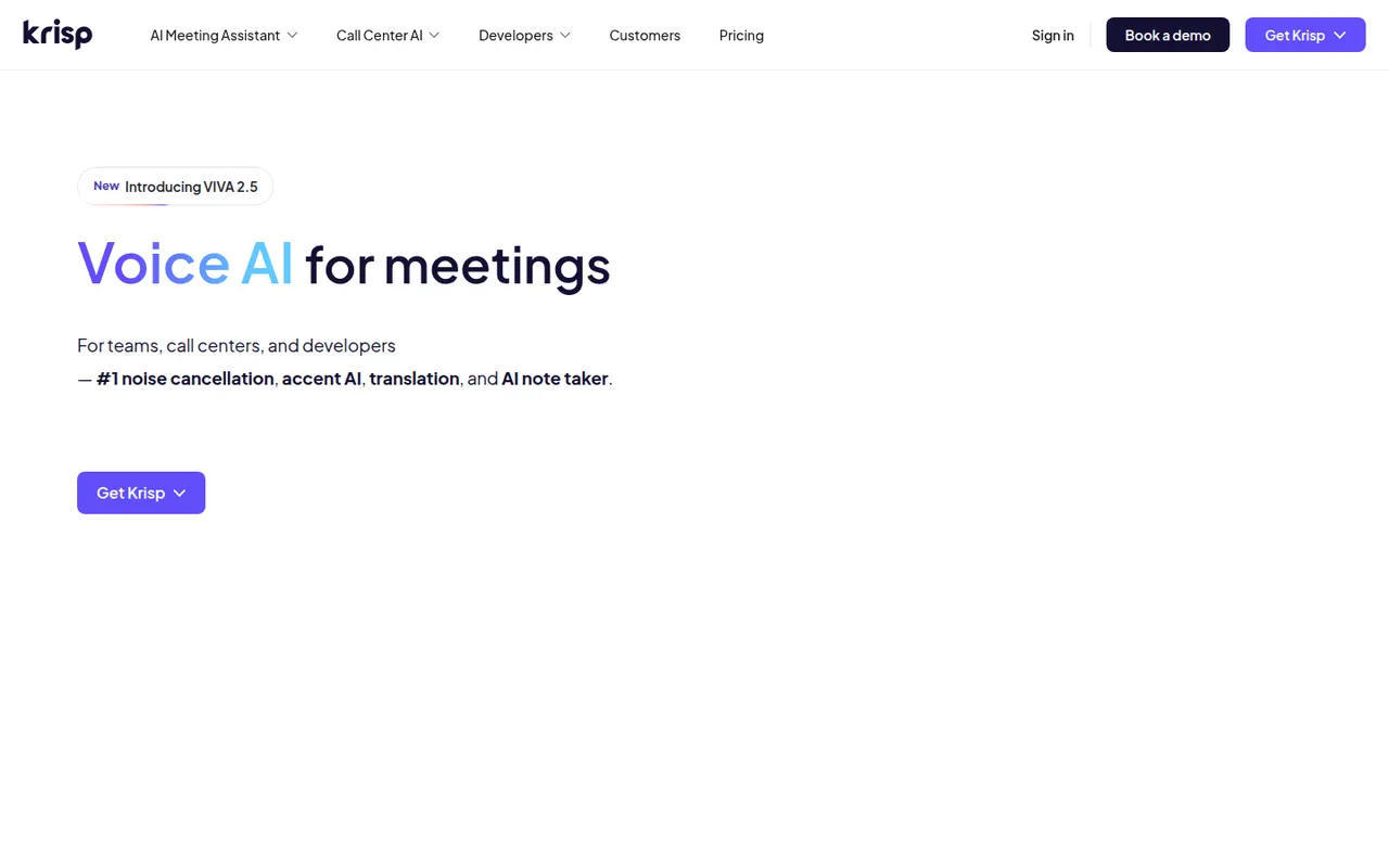 Krisp website screenshot