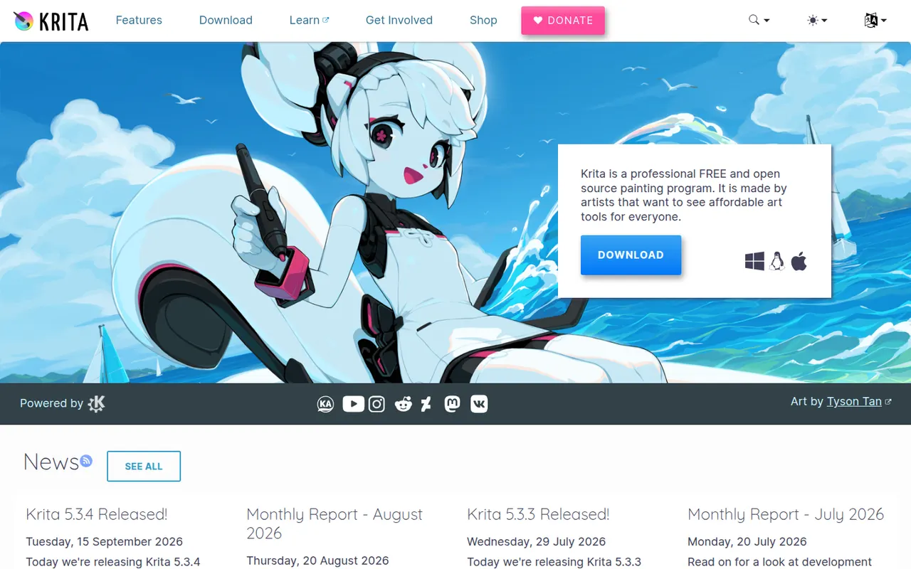 Krita website screenshot
