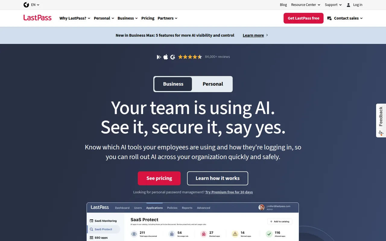 LastPass website screenshot