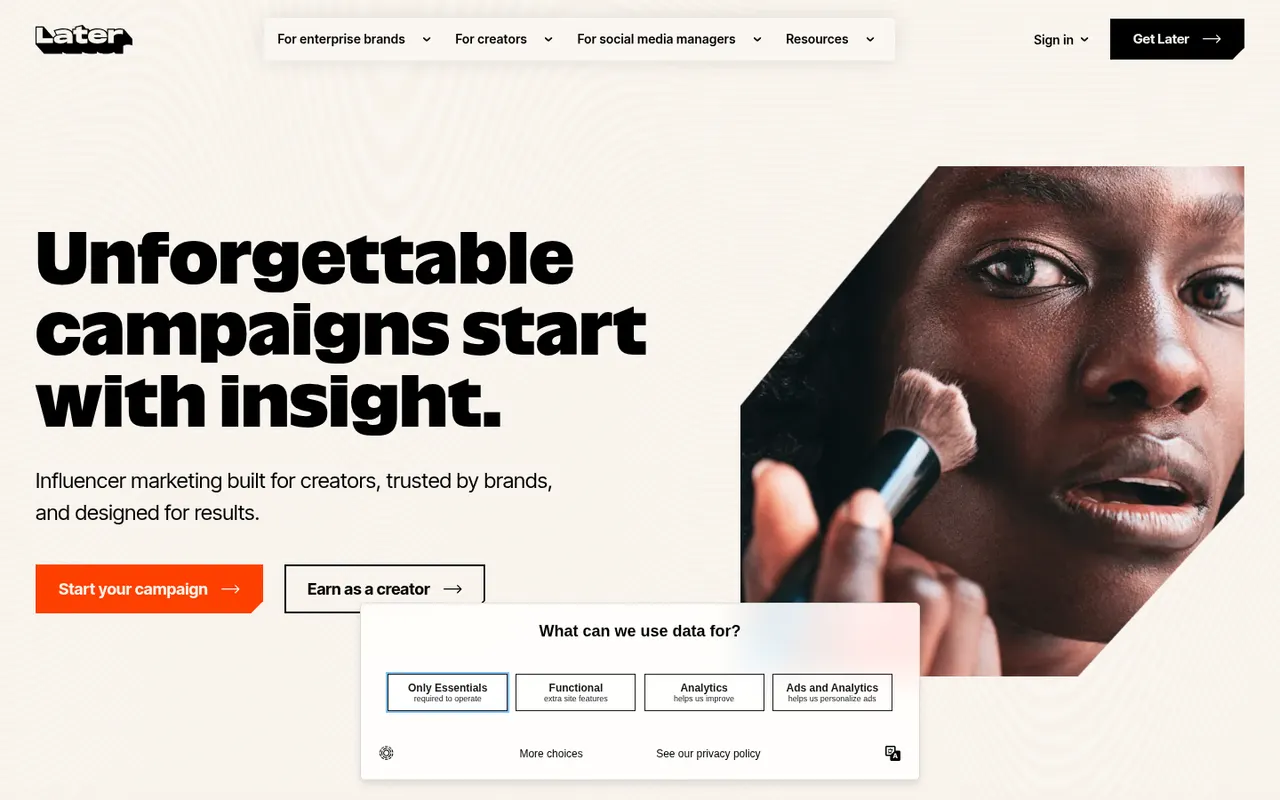 Later website screenshot