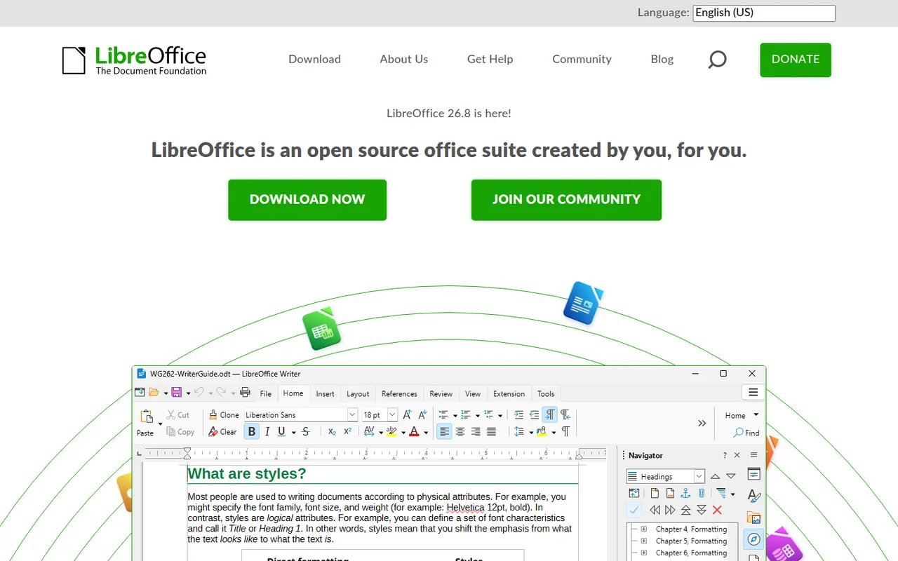 LibreOffice website screenshot