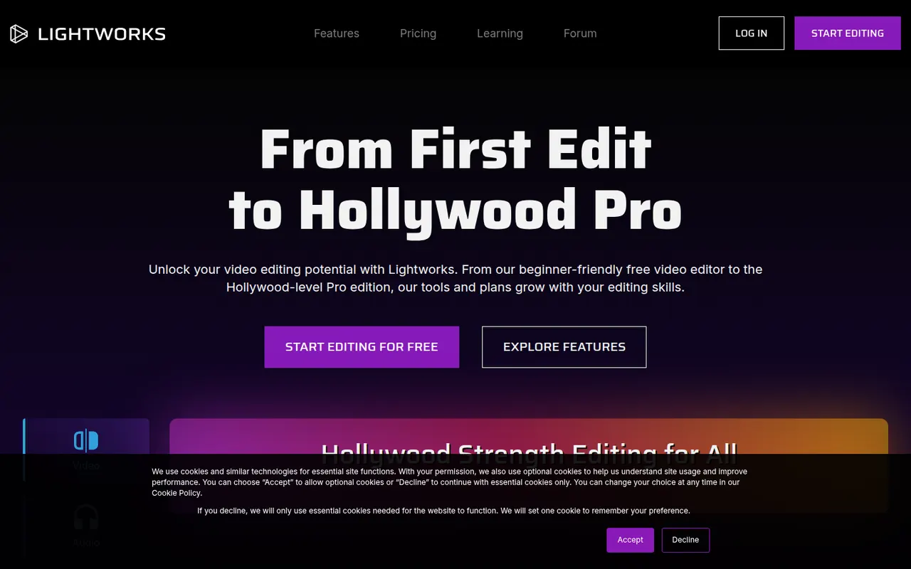 Lightworks website screenshot