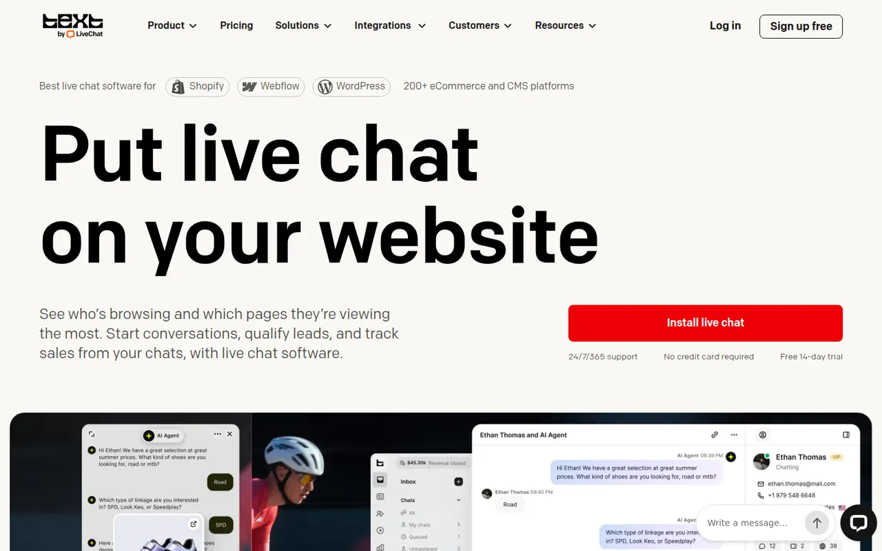 LiveChat website screenshot