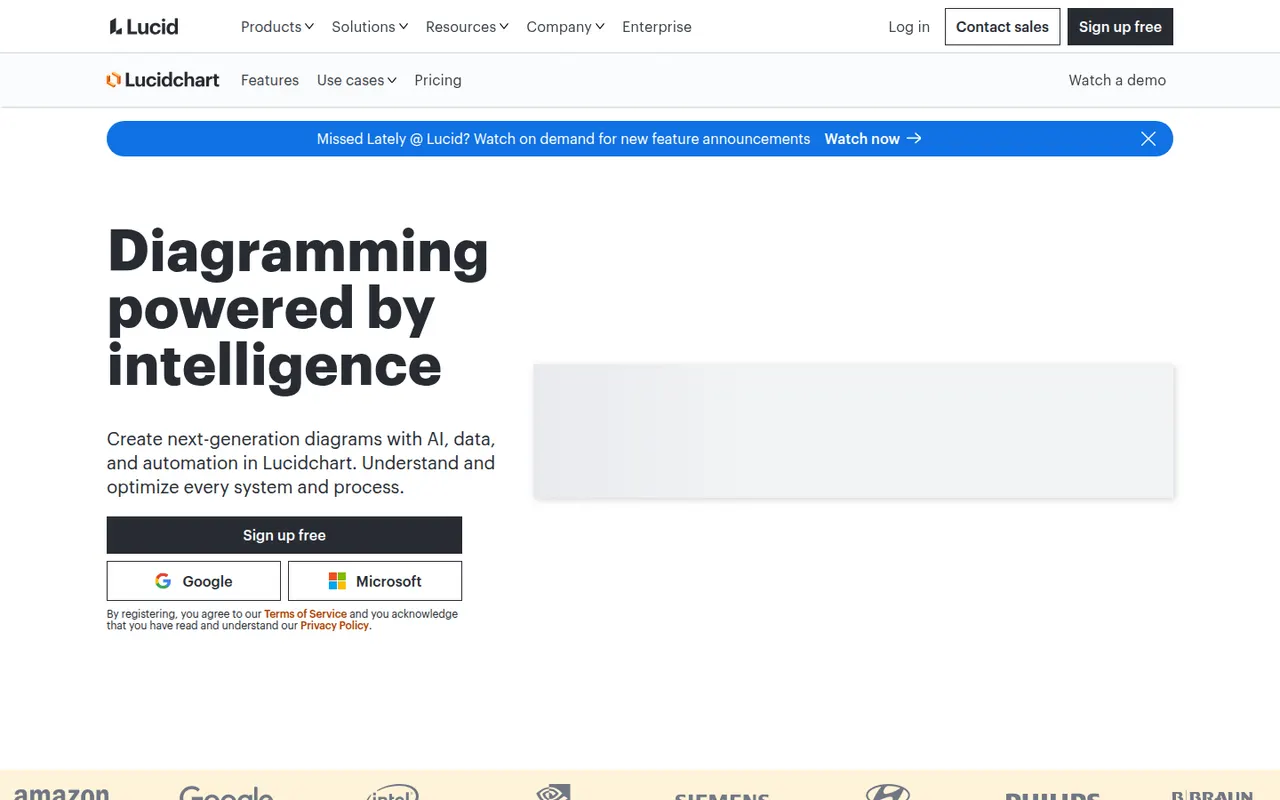 Lucidchart website screenshot