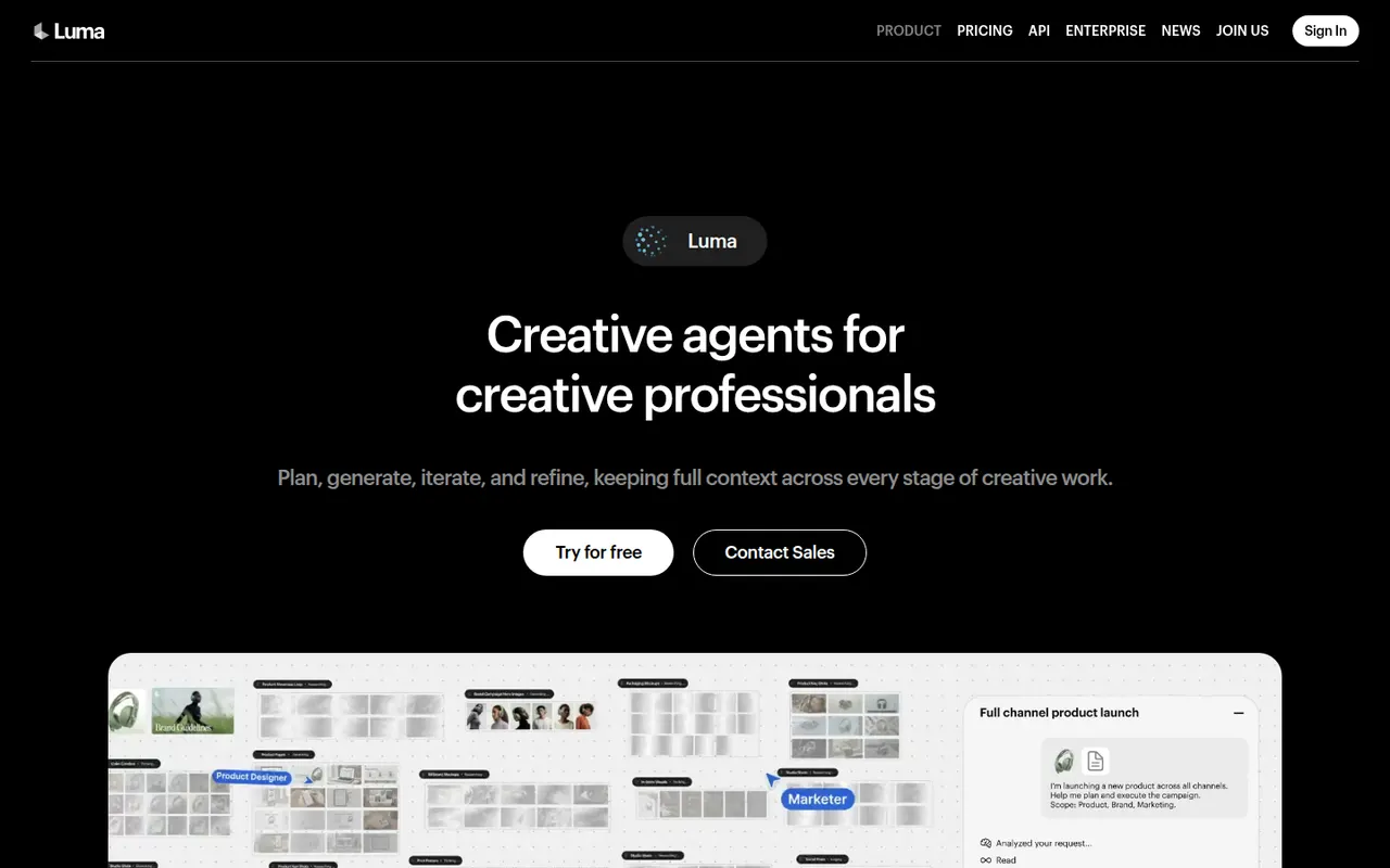 Luma Dream Machine website screenshot