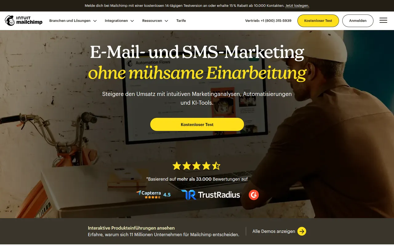 Mailchimp website screenshot