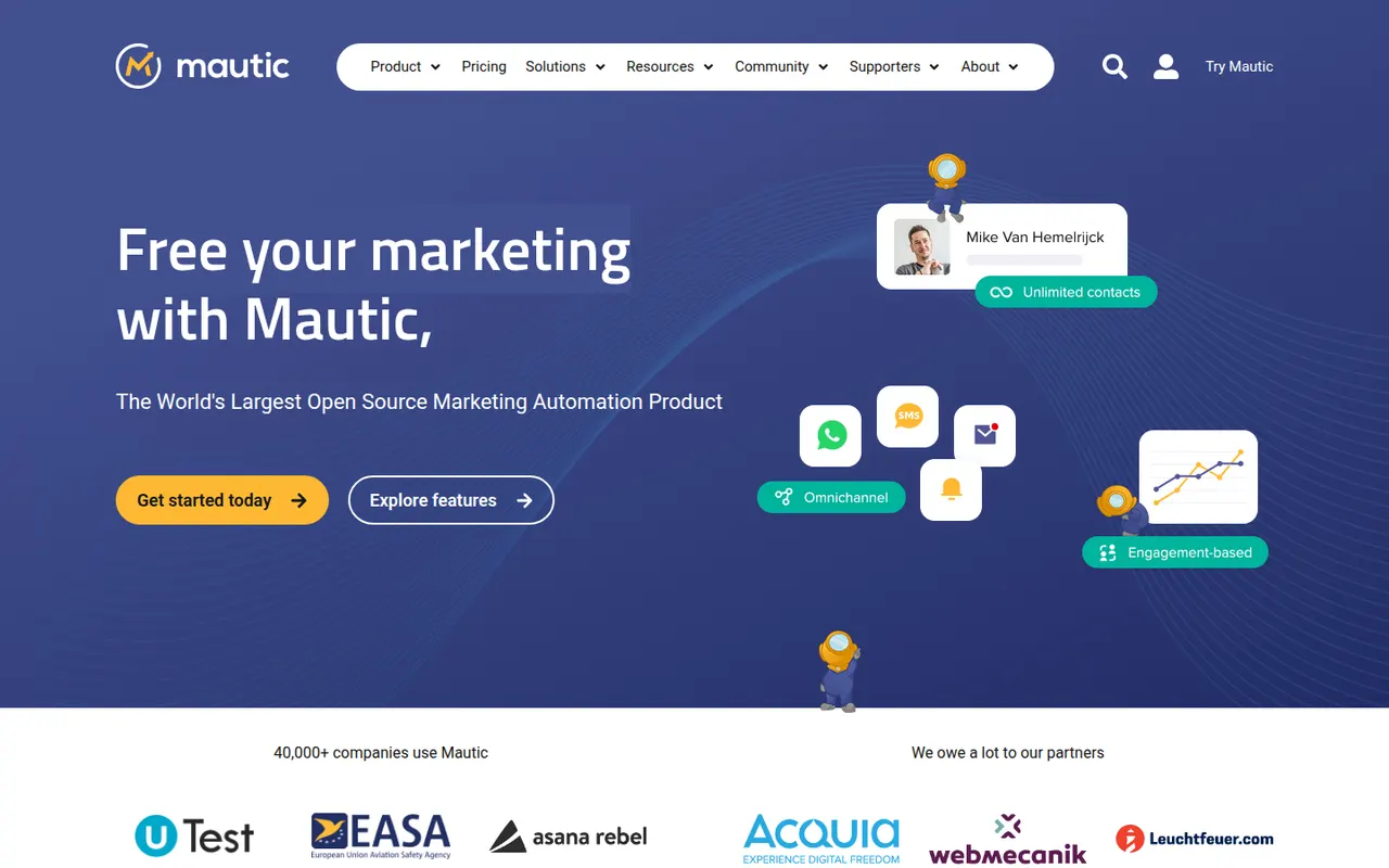 Mautic website screenshot