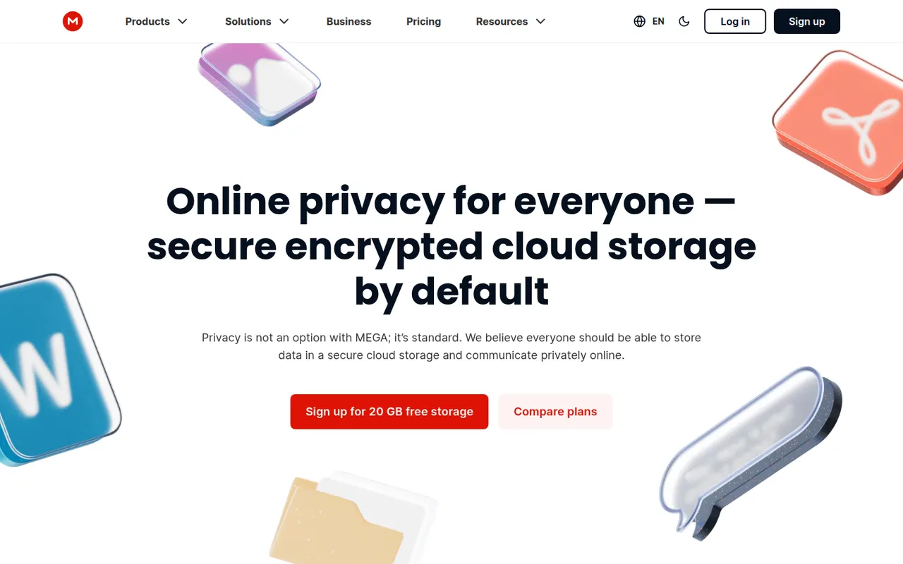 MEGA website screenshot