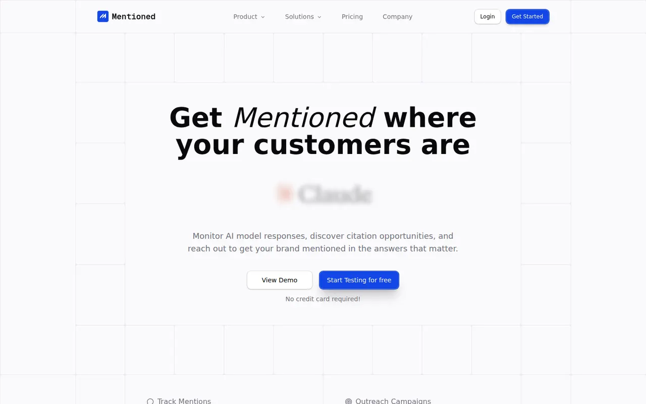 Mentioned website screenshot
