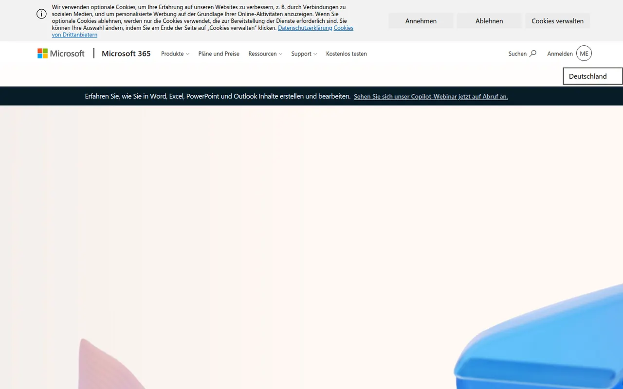 Microsoft 365 website screenshot