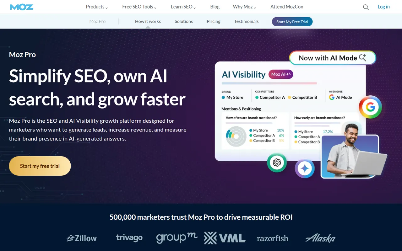 Moz Pro website screenshot