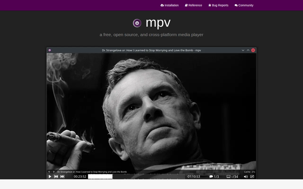 mpv website screenshot