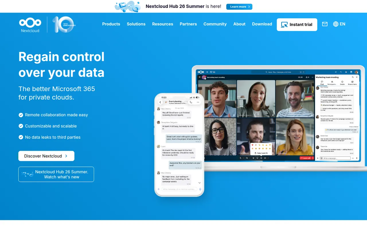 Nextcloud website screenshot