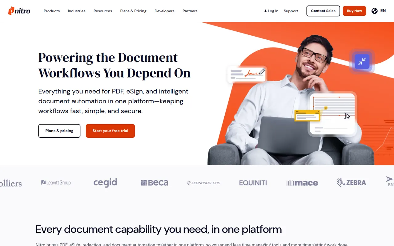 Nitro PDF Pro website screenshot