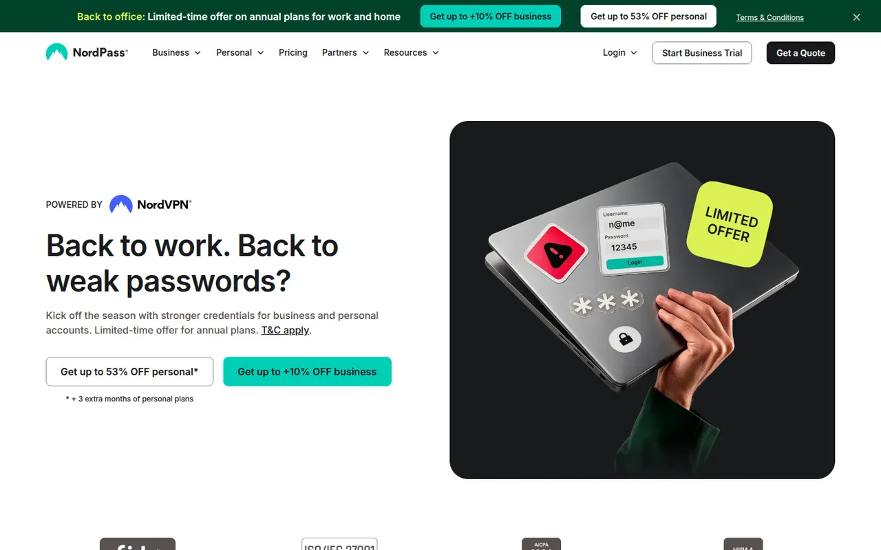 NordPass website screenshot