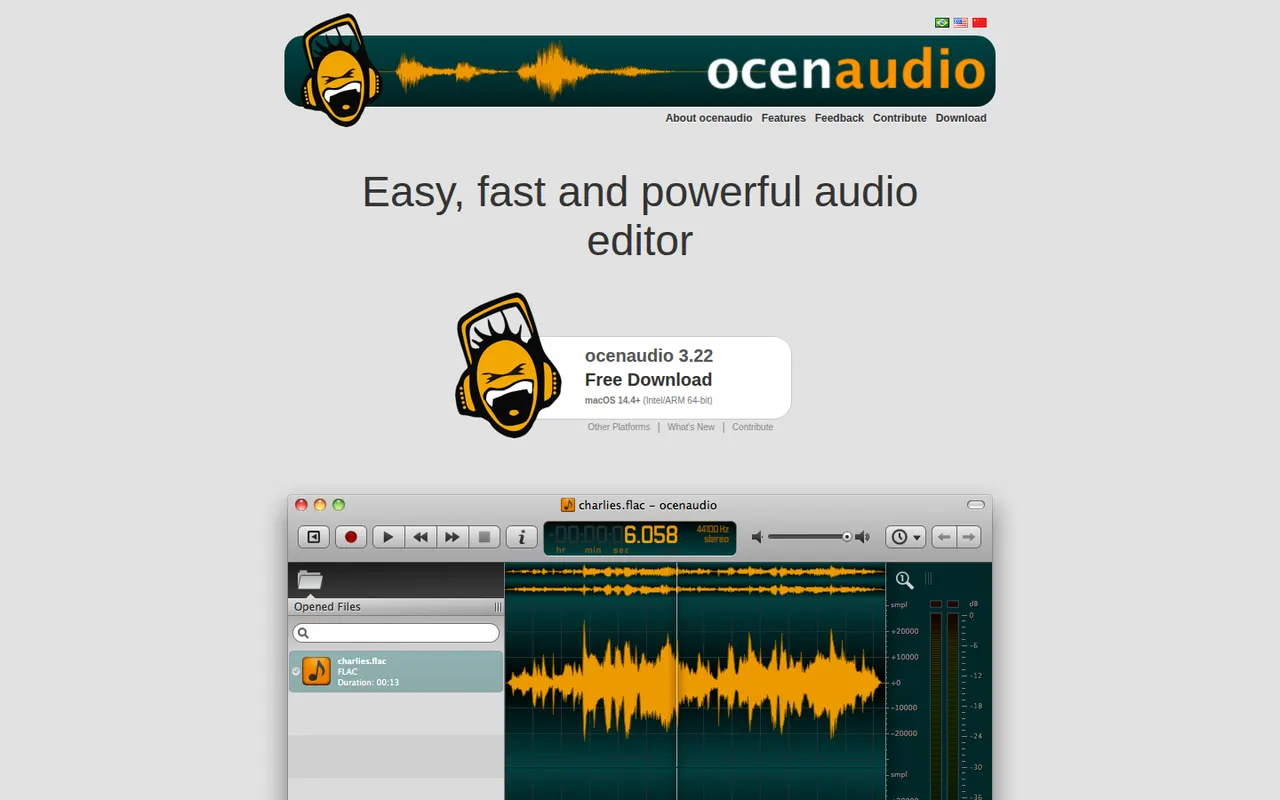 ocenaudio website screenshot