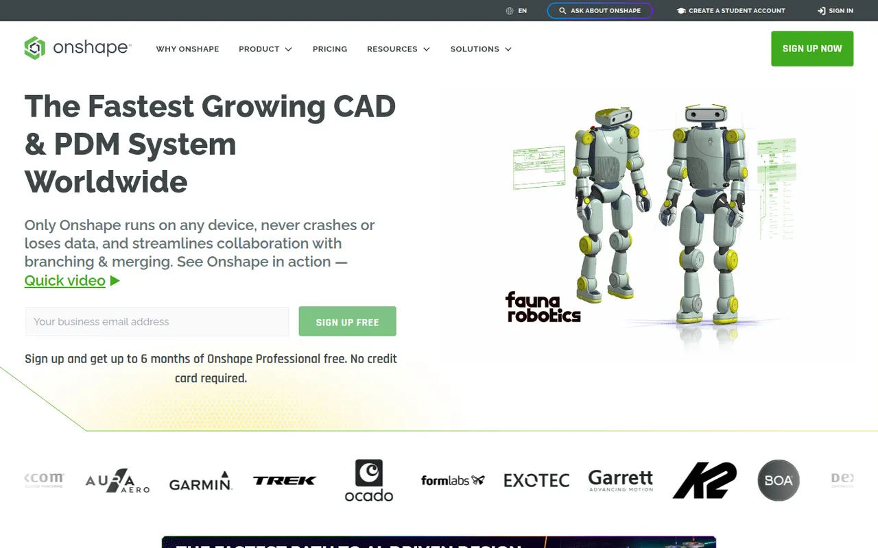 Onshape website screenshot