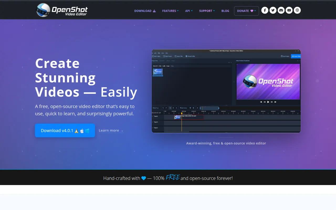 OpenShot website screenshot