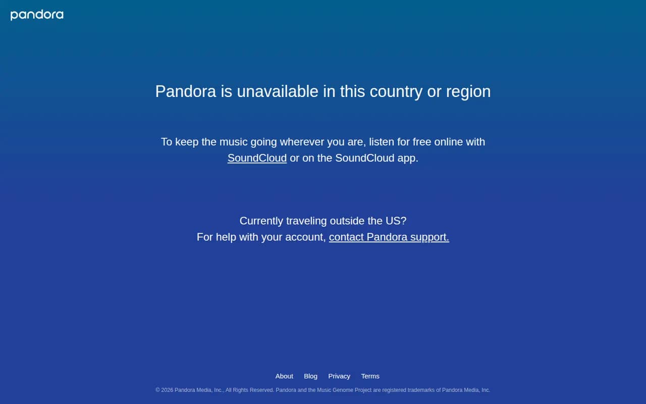 Pandora website screenshot