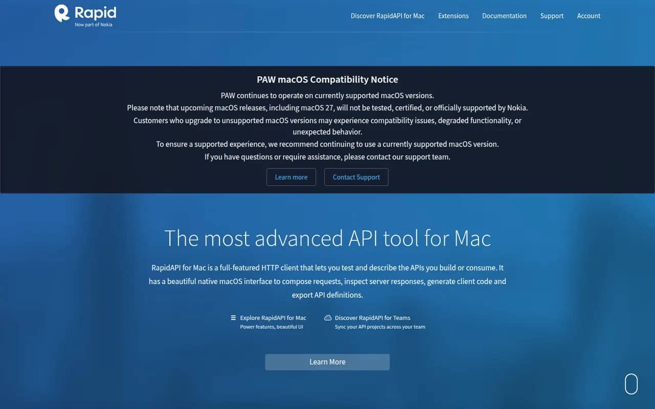 RapidAPI for Mac website screenshot