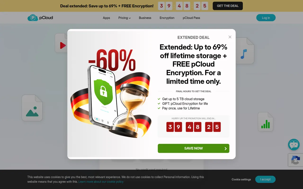 pCloud website screenshot